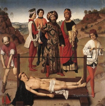 Dirk Bouts Painting - Martyrdom Of St Erasmus Central Panel Netherlandish Dirk Bouts